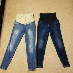 Two pairs of maternity jeggings